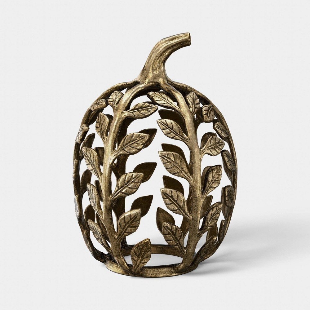 Tall Metal Fall Botanical Pumpkin Gold - Threshold, Target Fall Decor